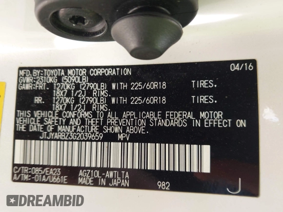 2016 Lexus NX 200t with VIN JTJYARBZ3G2039659, listed as a IAAI auction lot 42716128 with 158,220 mi miles and . Bid and sale history available at DreamBid. Image 9.