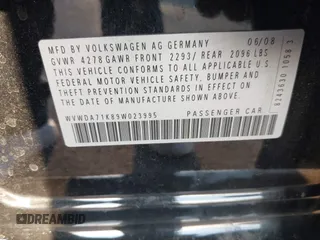 2009 Volkswagen Rabbit S with VIN WVWDA71K89W023995, listed as a IAAI auction lot 41861914 with 127,309 mi miles. Bid and sale history available at carsss.com. Image 9.