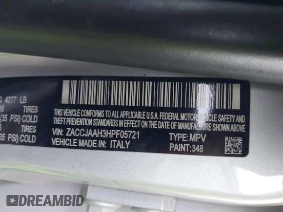 2017 Jeep Renegade Sport с VIN ZACCJAAH3HPF05721, выставлен на аукционе IAAI как лот 41483463 с пробегом 86 414 миль миль и . История ставок и продаж доступна на DreamBid. Изображение 9.