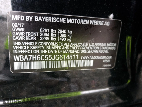2018 BMW 7 Series M760i xDrive with VIN WBA7H6C55JG614811, listed as a Copart auction lot 44707433 with 27,542 mi miles. Bid and sale history available at carsss.com. Image 13.