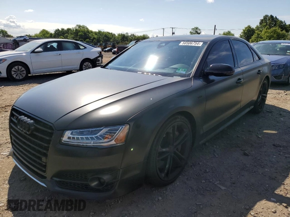 2015 Audi S8 z VIN WAUK2AFD3FN015524, wystawiony jako Copart lot #58506754 z przebiegiem 69 866 mil mil oraz Szkody całkowita. Historia ofert i sprzedaży dostępna na DreamBid. Obrazek 1.