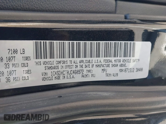 2018 Dodge Durango R/T с VIN 1C4SDHCT0JC460972, выставлен на аукционе IAAI как лот 42633038 с пробегом 93 451 миль миль и . История ставок и продаж доступна на DreamBid. Изображение 9.