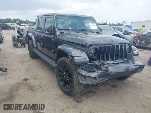 2021 Jeep Gladiator Overland with VIN 1C6HJTFG4ML617175, listed as a IAAI auction lot 42148031 with 70,627 mi miles and . Bid and sale history available at DreamBid. Image 1.