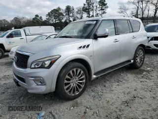 2017 Infiniti QX80 with VIN JN8AZ2NEXH9152406, listed as a Copart auction lot 49143785 with 177,098 mi miles and Salvage Title. Bid and sale history available at carsss.com. Image 1.