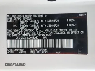 2020 Lexus RX 350L with VIN JTJHZKEA4L2015239, listed as a Copart auction lot 87478044 with 67,006 mi miles and Salvage title. Bid and sale history available at DreamBid. Image 16.