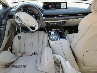 2023 Genesis G80 2.5T with VIN KMTGB4SC4PU152729, listed as a Copart auction lot 77028424 with 7,558 mi miles and Salvage Title. Bid and sale history available at carsss.com. Image 8.