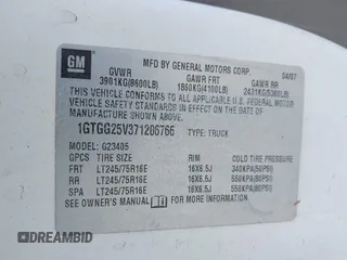 2007 GMC Savana Cargo with VIN 1GTGG25V371206766, listed as a IAAI auction lot 41955906 with 125,569 mi miles. Bid and sale history available at carsss.com. Image 9.