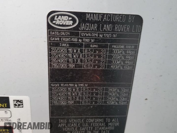 2022 Land Rover Discovery HSE R-Dynamic with VIN SALRM4EU4N2460992, listed as a Copart auction lot 60807804 with 42,244 mi miles and Salvage Title. Bid and sale history available at carsss.com. Image 13.