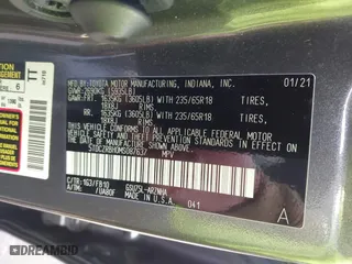 2021 Toyota Highlander L with VIN 5TDCZRBH0MS087637, listed as a IAAI auction lot 41947861 with 22,626 mi miles. Bid and sale history available at carsss.com. Image 9.