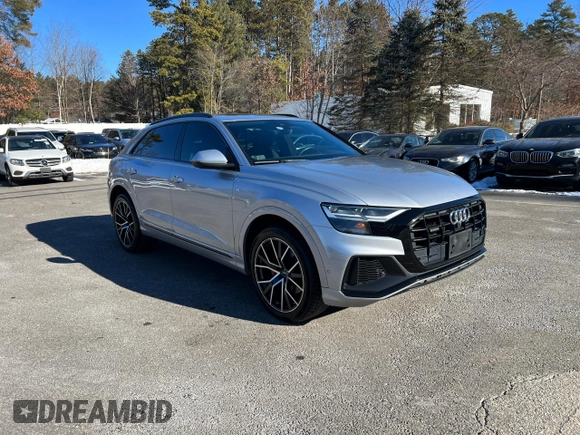 2019 Audi Q8 Premium Plus with VIN WA1EVAF14KD017080, listed as a Copart auction lot 43855065 with 102,846 mi miles and Clean Title. Bid and sale history available at carsss.com. Image 1.