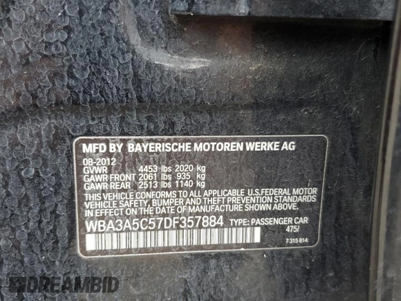2013 BMW 3 Series 328i with VIN WBA3A5C57DF357884, listed as a Copart auction lot 56098545 with 151,268 mi miles and Salvage title. Bid and sale history available at DreamBid. Image 13.