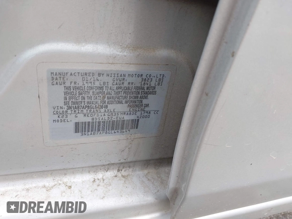 2016 Nissan Sentra SR with VIN 3N1AB7AP8GL643649, listed as a IAAI auction lot 42030327 with 136,248 mi miles and . Bid and sale history available at DreamBid. Image 9.