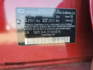 2015 Hyundai Sonata 2.4L Sport with VIN 5NPE34AF2FH060879, listed as a Copart auction lot 49046405 with 104,583 mi miles and Salvage Title. Bid and sale history available at carsss.com. Image 14.