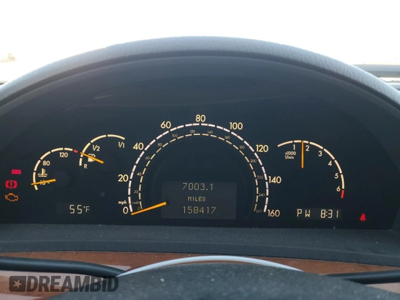 2001 Mercedes-Benz S-Class with VIN WDBNG70JX1A136245, listed as a Copart auction lot 81642244 with 158,417 mi miles and Salvage Title. Bid and sale history available at carsss.com. Image 9.