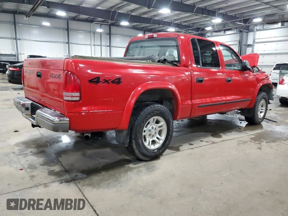 2004 Dodge Dakota SLT with VIN 1D7HG48N04S580548, listed as a Copart auction lot 82242294 with 146,500 mi miles and Salvage Title. Bid and sale history available at DreamBid. Image 3.