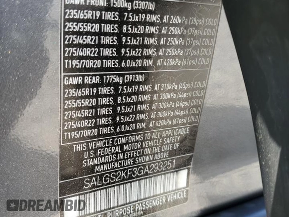 2016 Land Rover Range Rover HSE с VIN SALGS2KF3GA293251, выставлен на аукционе Copart как лот 53106225 с пробегом 139 026 миль миль и Чистый • Clean title. История ставок и продаж доступна на DreamBid. Изображение 13.