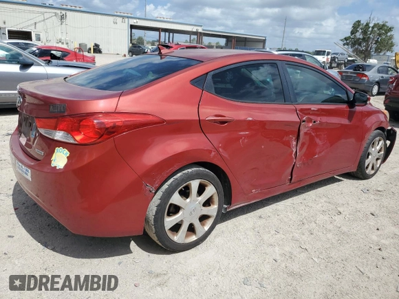 2012 Hyundai Elantra Limited with VIN KMHDH4AEXCU482156, listed as a Copart auction lot 59723474 with 118,550 mi miles and Salvage Title. Bid and sale history available at carsss.com. Image 3.