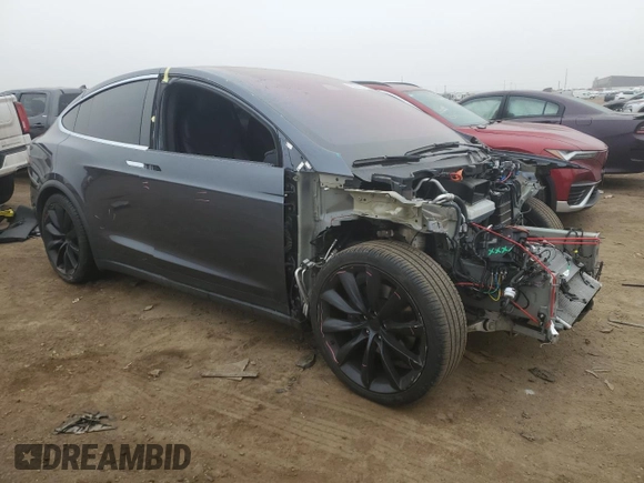 2020 Tesla Model X Long Range with VIN 5YJXCBE21LF246685, listed as a Copart auction lot 43800885 with 42,781 mi miles and Salvage Title. Bid and sale history available at DreamBid. Image 4.