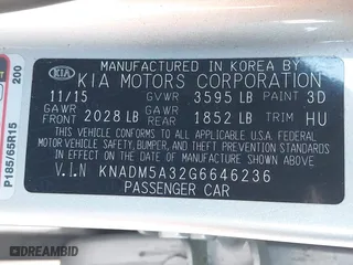 2016 Kia Rio LX with VIN KNADM5A32G6646236, listed as a IAAI auction lot 41593659 with 85,127 mi miles. Bid and sale history available at carsss.com. Image 9.