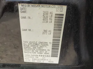 2013 Nissan Altima 2.5 SV with VIN 1N4AL3APXDN489580, listed as a IAAI auction lot 41858841 with 185,950 mi miles. Bid and sale history available at carsss.com. Image 9.