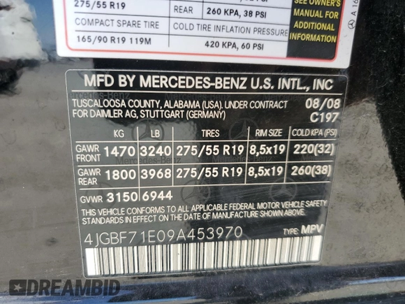 2009 Mercedes-Benz GL-Class 4.6L with VIN 4JGBF71E09A453970, listed as a Copart auction lot 74893544 with 201,394 mi miles and Clean Title. Bid and sale history available at carsss.com. Image 13.