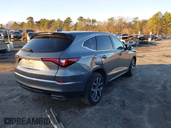 2023 Acura MDX w/Technology Package with VIN 5J8YE1H43PL039614, listed as a IAAI auction lot 41193984 with 9,677 mi miles. Bid and sale history available at carsss.com. Image 4.