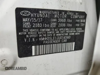 2018 Hyundai Elantra z VIN KMHH35LE1JU014560, wystawiony jako Copart lot #58827365 z przebiegiem 66 017 mil mil oraz Nie do naprawy • Non repairable. Historia ofert i sprzedaży dostępna na DreamBid. Obrazek 12.