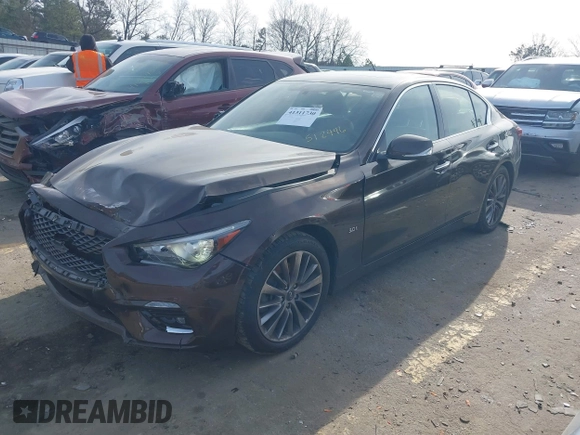 2019 Infiniti Q50 3.0t LUXE with VIN JN1EV7AP9KM512446, listed as a IAAI auction lot 41311730 with 105,000 mi miles. Bid and sale history available at carsss.com. Image 2.