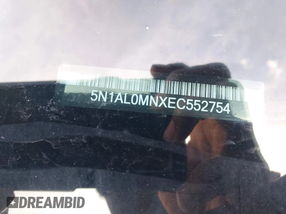 2014 Infiniti QX60 with VIN 5N1AL0MNXEC552754, listed as a IAAI auction lot 42692886 with 114,746 mi miles and . Bid and sale history available at DreamBid. Image 9.