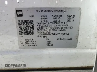 2022 Chevrolet Traverse LT Cloth с VIN 1GNERGKW8NJ135614, выставлен на аукционе Copart как лот 45677865 с пробегом 98 728 миль миль и На запчасти • Non repairable. История ставок и продаж доступна на DreamBid. Изображение 13.