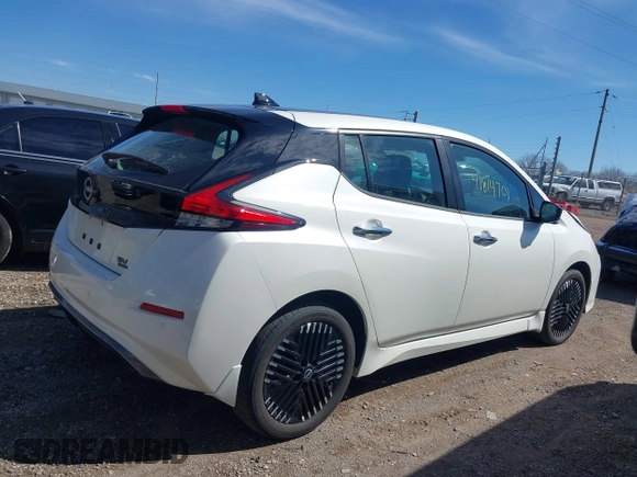 2023 Nissan LEAF SV Plus with VIN 1N4CZ1CV2PC557412, listed as a IAAI auction lot 41814701 with 28,513 mi miles and . Bid and sale history available at DreamBid. Image 14.