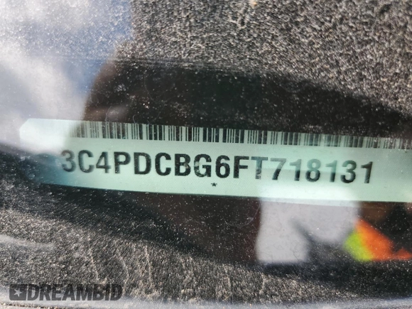 2015 Dodge Journey SXT with VIN 3C4PDCBG6FT718131, listed as a Copart auction lot 62214265 with 108,986 mi miles and Salvage title. Bid and sale history available at DreamBid. Image 13.