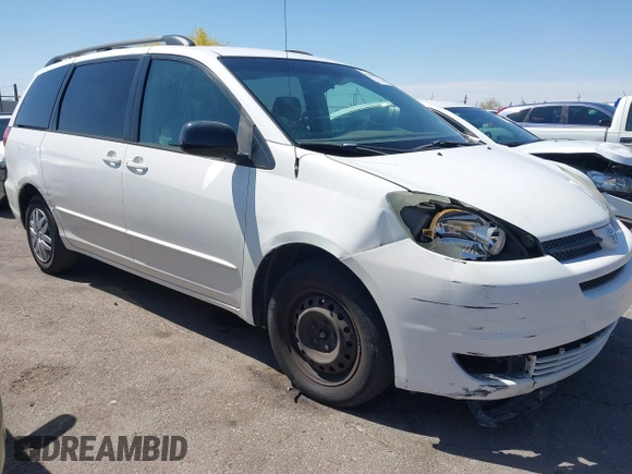 2005 Toyota Sienna CE with VIN 5TDZA23C95S364802, listed as a IAAI auction lot 42164931 with 201,737 mi miles and . Bid and sale history available at DreamBid. Image 1.