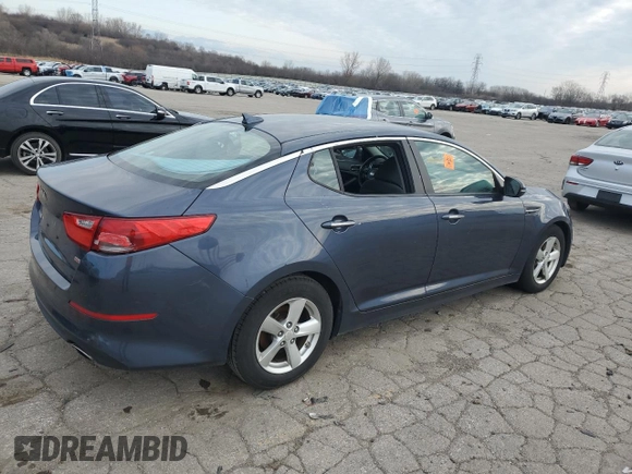 2015 Kia Optima LX with VIN KNAGM4A77F5593841, listed as a Copart auction lot 51691115 with 104,757 mi miles and Clean Title. Bid and sale history available at carsss.com. Image 3.