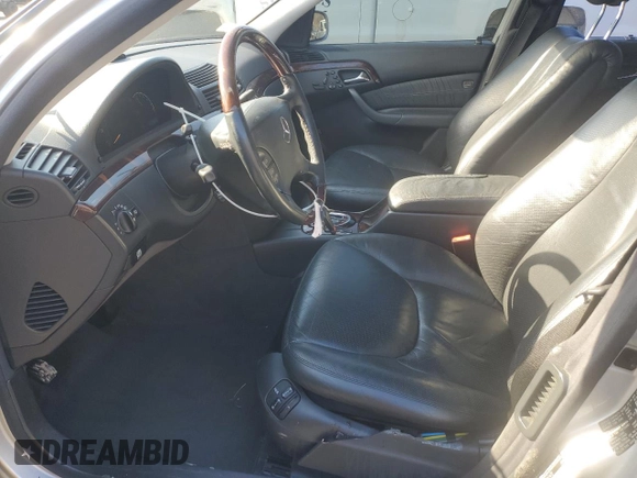 2001 Mercedes-Benz S-Class with VIN WDBNG75J11A162631, listed as a Copart auction lot 52103705 with 215,870 mi miles and Salvage Title. Bid and sale history available at carsss.com. Image 7.