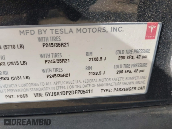 2013 Tesla Model S Performance с VIN 5YJSA1DP2DFP05411, выставлен на аукционе IAAI как лот 42705130 с пробегом Не указан миль и . История ставок и продаж доступна на DreamBid. Изображение 9.