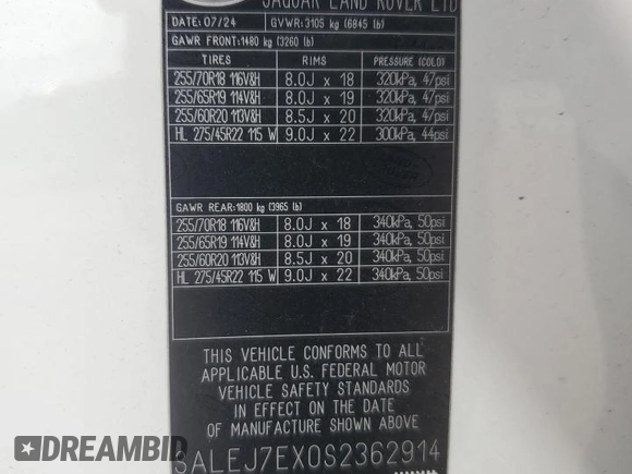 2025 Land Rover Defender S z VIN SALEJ7EX0S2362914, wystawiony jako Copart lot #53817645 z przebiegiem 3 906 mil mil oraz Szkoda całkowita • Salvage title. Historia ofert i sprzedaży dostępna na DreamBid. Obrazek 13.