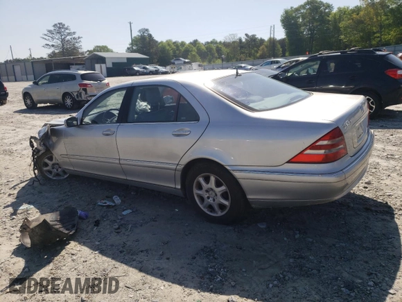 2002 Mercedes-Benz S-Class 5.0L with VIN WDBNG75J72A236202, listed as a Copart auction lot 52209845 with 0 mi miles and Salvage Title. Bid and sale history available at carsss.com. Image 2.
