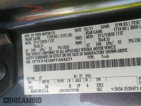 2015 Ford F-150 XLT с VIN 1FTFX1EG9FFA84231, выставлен на аукционе IAAI как лот 42308454 с пробегом 88 302 миль миль и . История ставок и продаж доступна на DreamBid. Изображение 9.