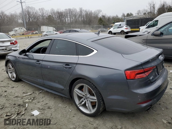 2018 Audi A5 Sportback Premium Plus with VIN WAUENCF53JA005570, listed as a Copart auction lot 45690585 with 104,364 mi miles and Salvage Title. Bid and sale history available at carsss.com. Image 2.