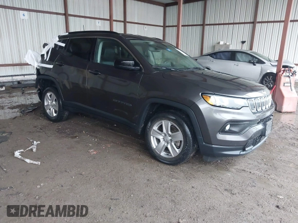 2022 Jeep Compass Latitude with VIN 3C4NJDBB1NT223599, listed as a IAAI auction lot 42181714 with 52,071 mi miles and . Bid and sale history available at DreamBid. Image 1.