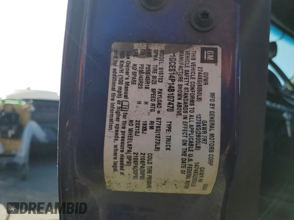 2004 Chevrolet SSR LS z VIN 1GCES14P14B107470, wystawiony jako Copart lot #57395344 z przebiegiem Nie podano mil oraz Szkoda całkowita • Salvage title. Historia ofert i sprzedaży dostępna na DreamBid. Obrazek 12.