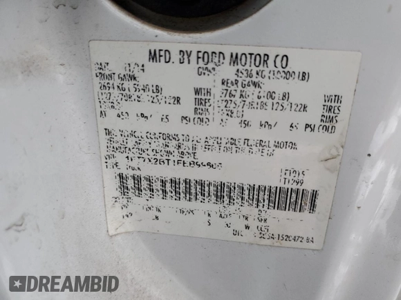 2015 Ford F-250 XLT with VIN 1FT7X2BT1FEB99665, listed as a Copart auction lot 82643204 with Not Provided miles and Salvage Title. Bid and sale history available at DreamBid. Image 12.