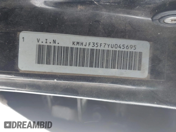 2000 Hyundai Elantra GLS with VIN KMHJF35F7YU045695, listed as a IAAI auction lot 41624725 with 186,694 mi miles and . Bid and sale history available at DreamBid. Image 9.