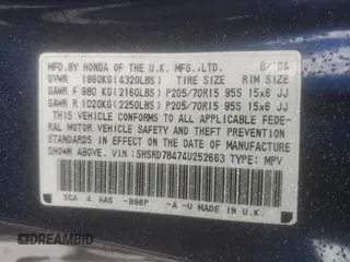 2004 Honda CR-V LX with VIN SHSRD78474U252663, listed as a Copart auction lot 52090185 with 202,703 mi miles and Salvage Title. Bid and sale history available at carsss.com. Image 12.