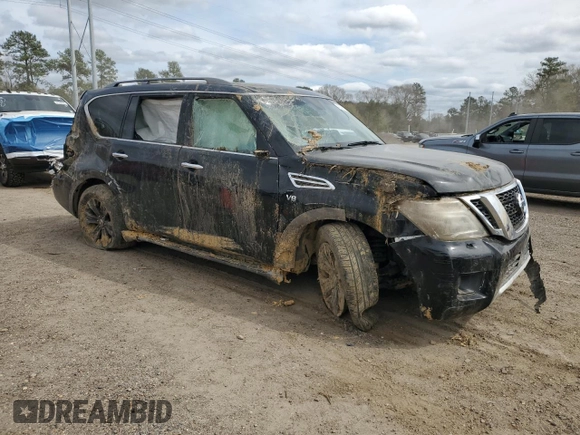 2017 Nissan Armada Platinum with VIN JN8AY2NF8H9301150, listed as a Copart auction lot 48145165 with 121,835 mi miles and Salvage Title. Bid and sale history available at carsss.com. Image 4.