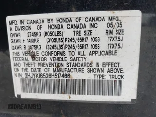 2006 Honda Ridgeline RTL with VIN 2HJYK16526H517466, listed as a IAAI auction lot 42737202 with 184,856 mi miles and . Bid and sale history available at DreamBid. Image 9.