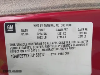 2006 Buick Lucerne CXS with VIN 1G4HE57YX6U162017, listed as a IAAI auction lot 41907074 with 106,909 mi miles. Bid and sale history available at carsss.com. Image 9.