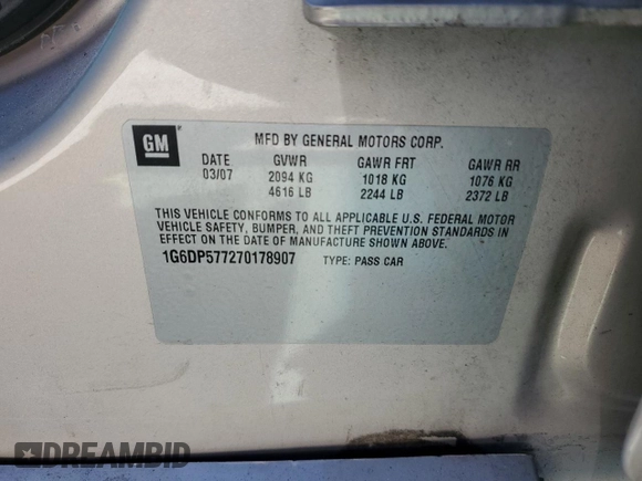 2007 Cadillac CTS with VIN 1G6DP577270178907, listed as a Copart auction lot 77846444 with 112,577 mi miles and Salvage Title. Bid and sale history available at carsss.com. Image 13.