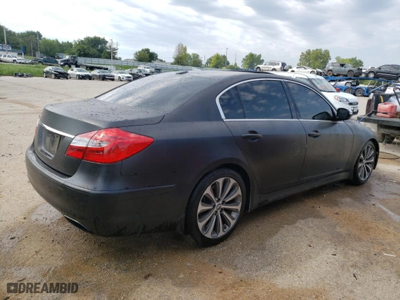 2014 Hyundai Genesis 5.0L R-Spec with VIN KMHGC4DH1EU265213, listed as a Copart auction lot 61543503 with 76,661 mi miles and Salvage Title. Bid and sale history available at carsss.com. Image 3.
